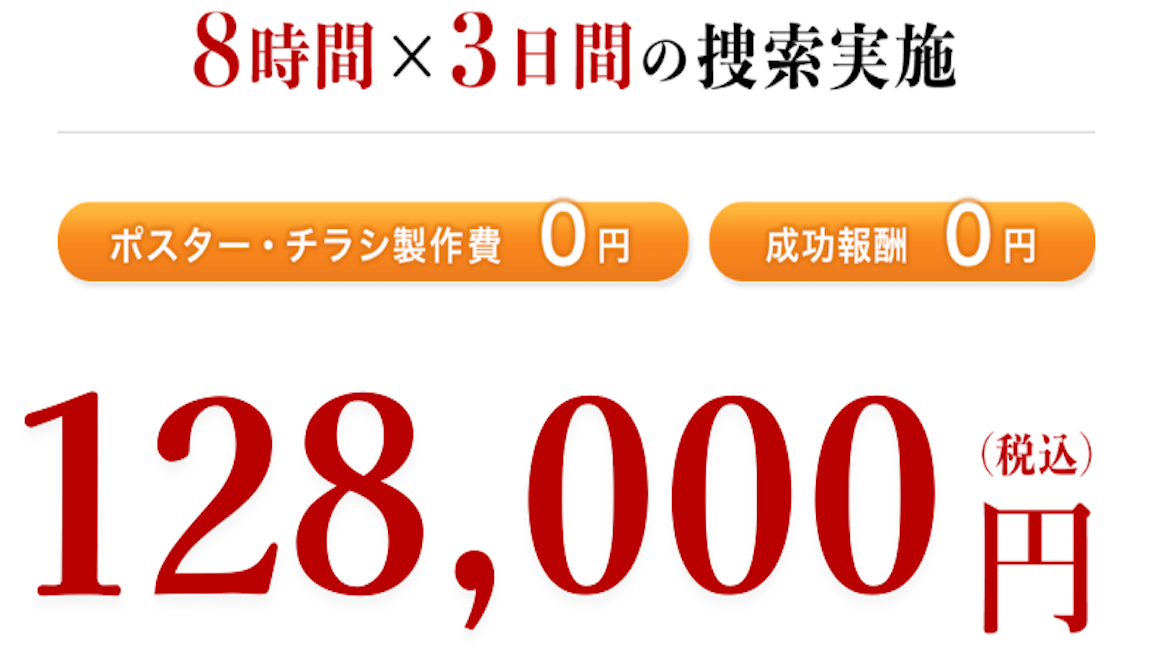 ネコちゃん探偵のプロは8時間×3日間の捜索実施で98,000円