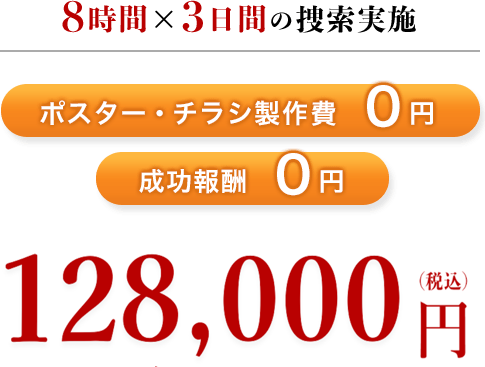 8時間×3日間の捜索実施で98,000円